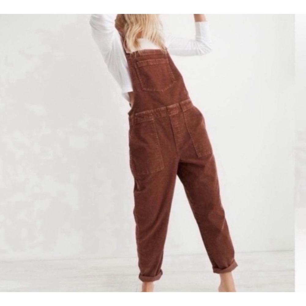 Aerie Corduroy Overalls Brown Straight Leg Adjustable Straps Small
